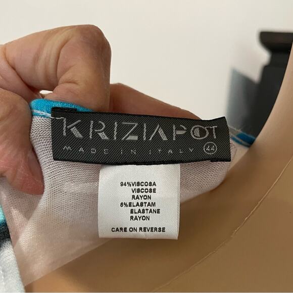 KRIZIA turquoise tiger print short asymmetrical sleeve women’s small dress - Picture 5 of 7